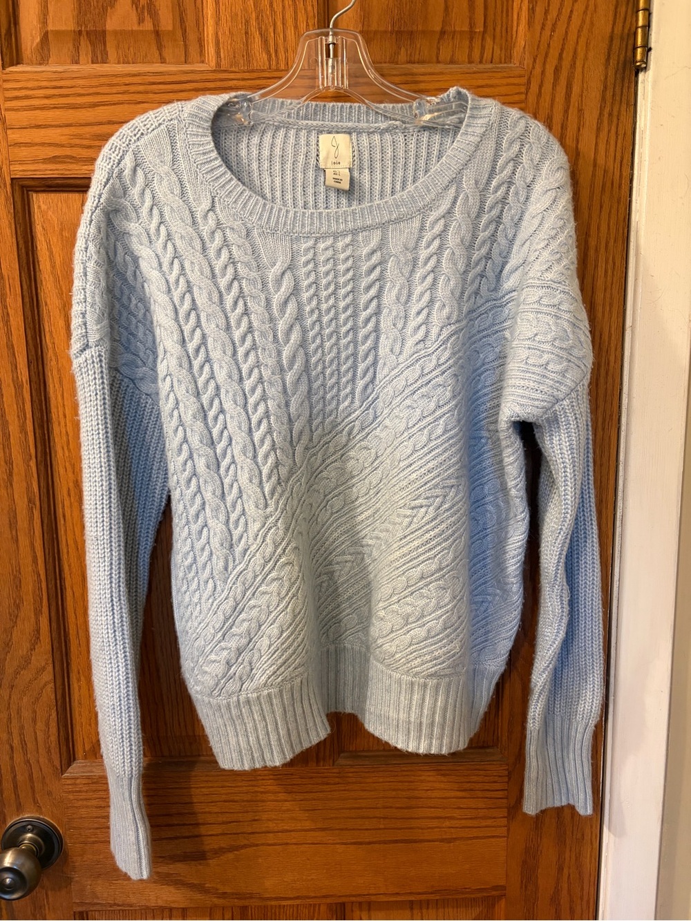 Women’s Joie Size Large Powder Blue Mixed Multidirectional Cable Knit Sweater